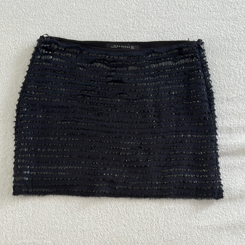 Zara Black Sequin Pencil Skirt Mini